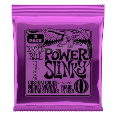 Abbildung von Ernie Ball Power Slinky Nickel Wound E Gitarrensaiten, 3er Pack, Stärke 11 48