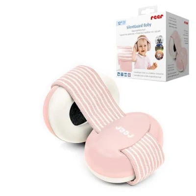 Abbildung von Reer Gehörschutz für Babys SilentGuard, besonders weich und leicht den empfindlichen Babykopf, mitwachsend, rosa