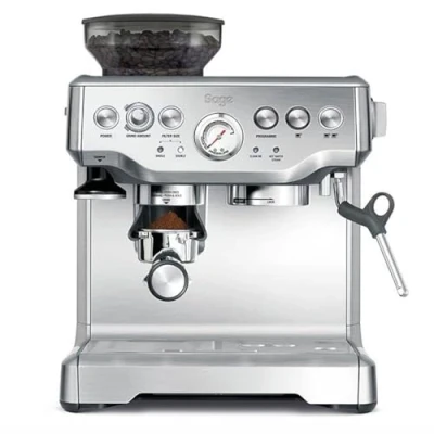 Abbildung von Sage The Barista Express Espressomaschine mit manuellem Milchaufschäumer Gebürsteter Edelstahl