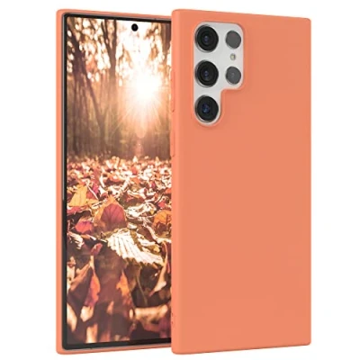 Abbildung von EAZY Case Silikonhülle für Samsung Galaxy S22 Ultra 5G Hülle Silikon Orange weich stoßfeste Handyhülle Schutzhülle mit Kameraschutz Dünn Premium Schutz Cover TPU Bumper