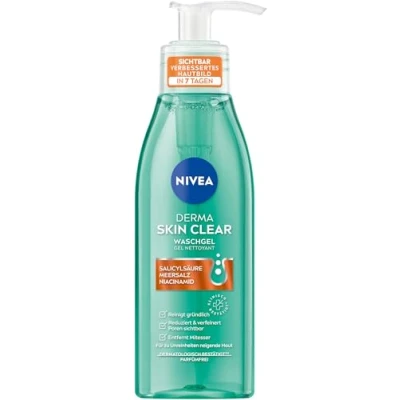 Abbildung von NIVEA Derma Skin Clear Waschgel, Cleanser für ein sichtbar verbessertes Hautbild, effektive Gesichtsreinigung unreine Haut mit Salicylsäure &amp; Niacinamid (150 ml)
