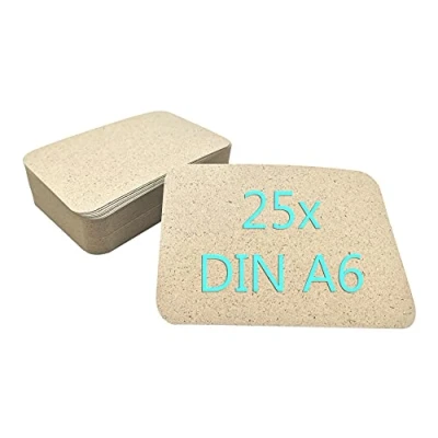 Abbildung von DIN A6 Postkarten Karteikarten Set Blanko zum Selbstgestalten Wahlweise mit Umschlägen und runden Ecken (Graspapier 280g/m², 25 Karten ohne Umschläge)