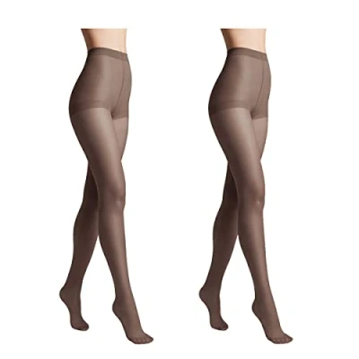 Abbildung von Conte elegant 2er Pack langlebige Damenstrumpfhose Halbmatt SOLO 20 DEN Damen Feinstrumpfhose Strumpfhose mit markiertem Höschenteil Einfarbig Farbe Grafit Größe 5