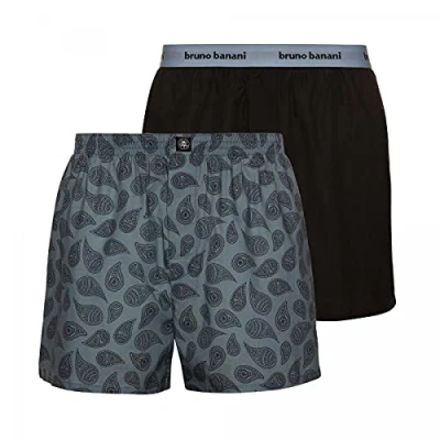 Abbildung von Bruno Banani Boxershorts Outlook Gr. L 2er Set Anthrazit &amp; Grau Print Herren Unterhose Lang Elastischer Bund Atmungsaktive Unterwäsche Baumwolle