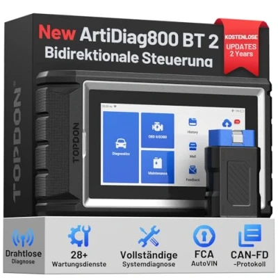 Abbildung von TOPDON ArtiDiag800BT OBD2 Scanner Bluetooth Auto Diagnosegerät mit vollständiger Systemdiagnose, über 28 Rückstellungdienste, Update, AutoVIN/ABS Entlüftung/IMMO/SAS/BMS/EPB/TPMS/Ölrückstellung/DPF