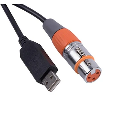 Abbildung von USB zu DMX Steuerkabel RS485 Serielles Konverter Adapter FTDI XLR 3 Pin Bühnenbeleuchtungsgerät Kabel (1,8 m, schwarzes Gehäuse)