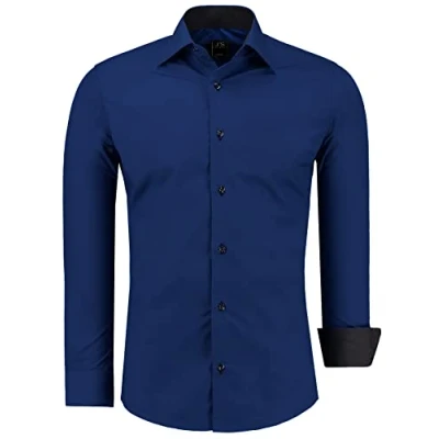 Abbildung von J&#039;S FASHION Herren Hemd Slim Fit Langarm Freizeithemd Pflegeleicht Bügelleicht Blau S