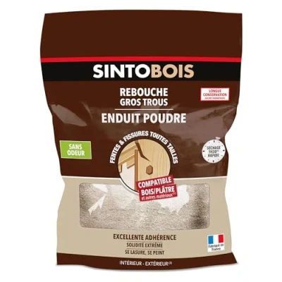 Abbildung von SINTO Wood filler Powder Fills large holes, cracks and splits Excellent adherence Odourless Quick to dry Indoors &amp; Outdoors 1KG