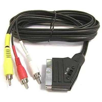 Abbildung von PremiumCord SCART Kabel zu 3xCINCH, Stecker Stecker, IN/Out Schalter, schwarz, 1,5m