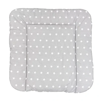 Abbildung von TupTam Baby Wickeltischauflage mit Baumwollbezug Gemustert, Farbe: Sterne Grau, Größe: 70 x 50 cm
