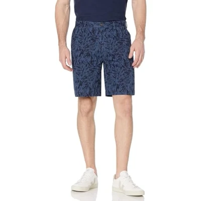 Abbildung von Amazon Essentials Herren Klassisch Geschnittene Chinoshorts, 23 cm, Indigo Palmwedelaufdruck, 38W