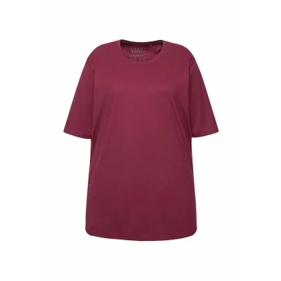 Abbildung von Ulla Popken Damen T Shirt, Rundhalsausschnitt, Relaxed, Halbarm, Dunkle Beere, 50 52 EU