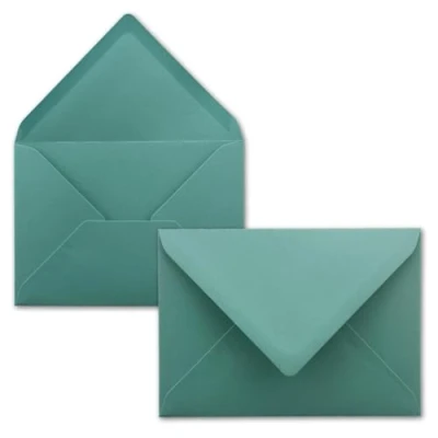 Abbildung von 50x Briefumschläge B6 17,5 x 12,5 cm Lagunenblau Nassklebung mit spitzer Klappe 120 g/m² Für Hochzeit, Gruß Karten, Einladungen