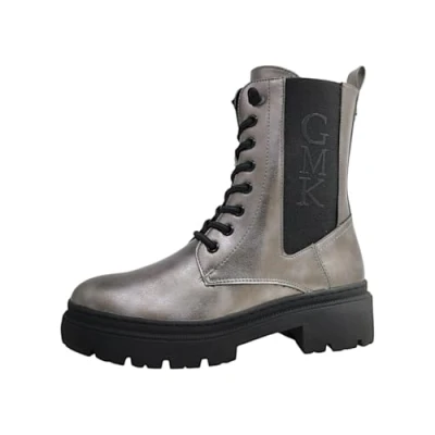 Abbildung von MARCO TOZZI by Guido Maria Kretschmer Damen Stiefeletten zum Schnüren mit Plateau Reißverschluss, Silber (Pewter), 41 EU