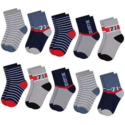 Abbildung von L&amp;K II 10 Paar Kinder Jungen Socken mit niedlichen Mustern, Turnschuhe Socken, farbige Baumwolle Kleinkind gestreifte 2836 31 34