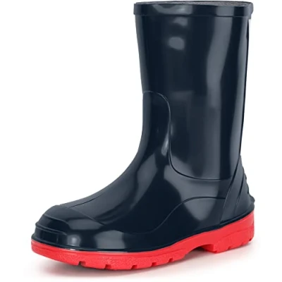 Abbildung von Ladeheid Gummistiefel Kinder Hohe wasserdichte Regenstiefel für Jungen und Mädchen LA 939 (Dunkelblau/Rot, 29 EU)