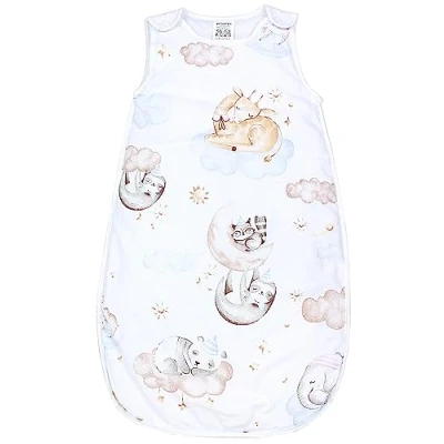 Abbildung von TupTam Schlafsack Baby 2.5 TOG OEKO TEX Ganzjahresschlafsack Kinder mit Seitlichem Reißverschluss, Ärmellos, Farbe: Tiere auf Wolken, Größe: 68 74