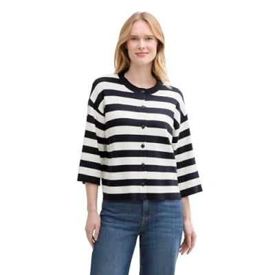 Abbildung von TOM Tailor Striped Cardigan Strickjacke navy/offwhite, Damen, Größe: Medium, Navy/offwhite