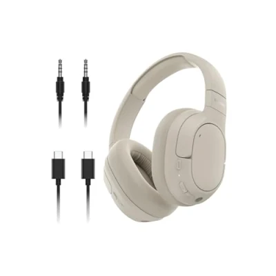 Abbildung von Belkin SoundForm Isolate Noise Cancelling Kopfhörer kabellos Bluetooth Kopfhörer, Headset mit Mikrofon, Over Ear 60 Stunden Wiedergabe, tiefer Bass, CloudCushion Hörmuscheln Sandfarben