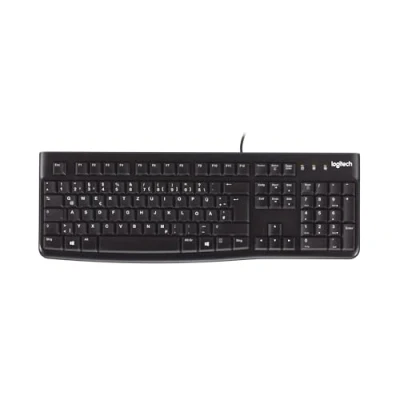 Abbildung von Logitech K120 Kabelgebundene Tastatur für Windows, USB Plug &amp; Play, Volle Größe, Spritzwassergeschützt, Gekrümmte Leertaste, Kompatibel mit PC, Laptop, Deutsches QWERTZ Layout Schwarz