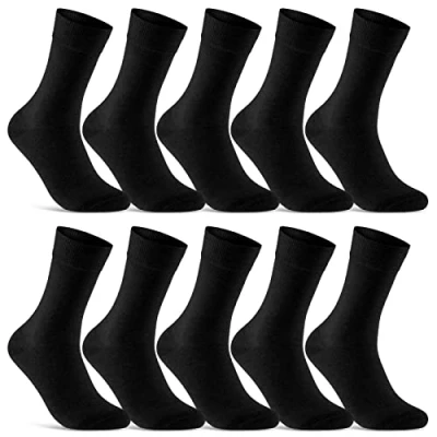 Abbildung von 10 Paar Socken Herren Damen Schwarz Business Baumwolle 70201T (Schwarz 39 42)