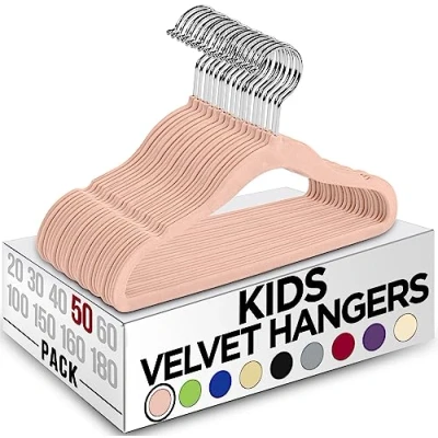 Abbildung von Utopia Home Kids Kleiderbügel Velvet (50 Pack) 11 Inch Durable Baby für Closet Perfect Toddler Nursery Non Slip den täglichen Gebrauch (rosa)