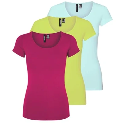 Abbildung von VERO MODA Damen VMMAXI My Soft SS U Neck GA 3Pack, Bright Rose, Wild Lime, Dusty Aqua, M