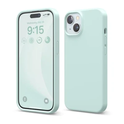 Abbildung von elago Liquid Silikon Hülle kompatibel mit iPhone 15 Premium Full Cover [4 Schichten Anti Shock Struktur], Weiches Mikrofaserfutter Kratzfest