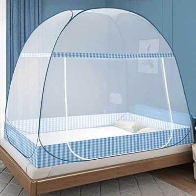 Abbildung von Moskitonetz Bett Pop Up, Faltbares moskitonetz, Tragbares Reise Moskito Campingzelt für Schlafzimmer Outdoor Camping, Einfache Installation, Feinmaschig (Blau, 200x180x150 cm)