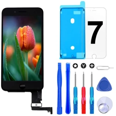 Abbildung von Brinonac Für iPhone 7 Display LCD Touchscreen Digitizer Ersatz Bildschirm Front Komplettes Glas mit Werkzeug und Schutzfolie (4,7&quot;, Schwarz)