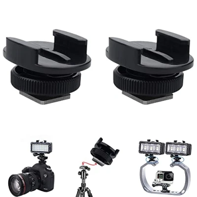 Abbildung von Suptig Mount Light Adapter Cold Shoe Compatible for SLR Kamera Gopro Camera und andere Action Kameras (2 Pack) schwarz