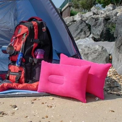Abbildung von TRIXES 2 er Pack Aufblasbare Kissen für Reisen, beim Camping oder im Auto Rosa