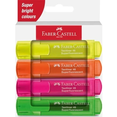 Abbildung von Faber Castell 254644 Textliner 1546 Textmarker, Neonfarben, 4 Stück