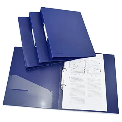 Abbildung von Rapesco 1660 Germ Savvy antibakteriell, A4 25 mm 2 Ring PP Ringordner, 35mm Rücken, Blau, 4 Stück