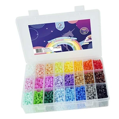 Abbildung von La Manuli Sortiert Fuse Beads Kit 4500 Stück 5 mm 24 Farben Bügelperlen Set Mit jeder Marke Kompatibel Puzzle Kinder Sicherung Perlen Iron