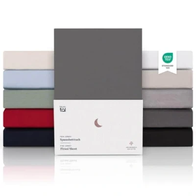 Abbildung von Blumtal® Premium Topper Spannbettlaken 120x200cm Jersey Oeko TEX zertifiziertes Bettlaken Baumwolle 100% Spannbetttuch 120x200 für 10cm Spannbettlaken/Topper Bezug Anthrazit