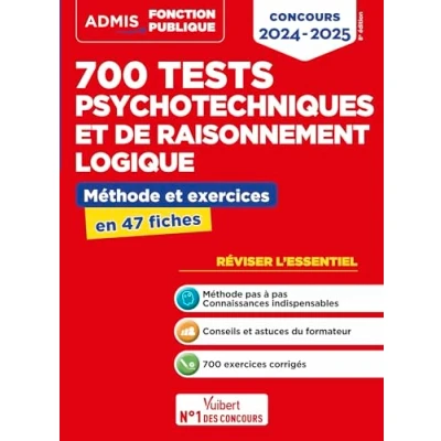 Abbildung von 700 tests psychotechniques et de raisonnement logique Méthode exercices L&#039;essentiel en fiches: Concours 2024 2025