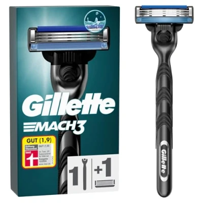 Abbildung von Gillette Mach3 Nassrasierer Herren, Rasierer + 1 Rasierklinge mit 3 fach Klinge, Geschenk für Männer