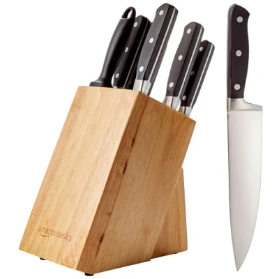 Abbildung von Amazon Basics Premium Messerblock, 9 Stück, Schwarz