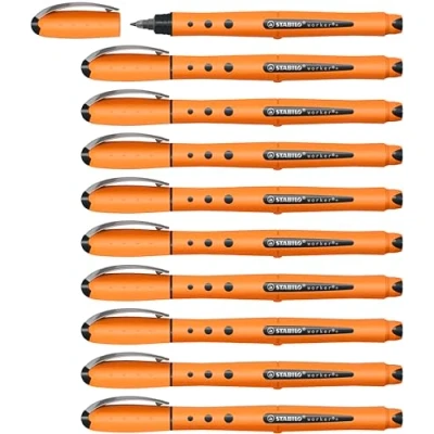 Abbildung von Tintenroller STABILO worker+ medium 10er Pack schwarz