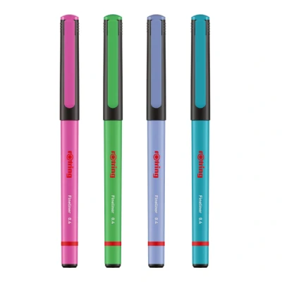 Abbildung von rOtring Liner Fineliner Stifte 0,4 mm Farbstifte zum Schreiben und Zeichnen plastikfreie Verpackung verschiedene, freundliche Farben 4 Stück