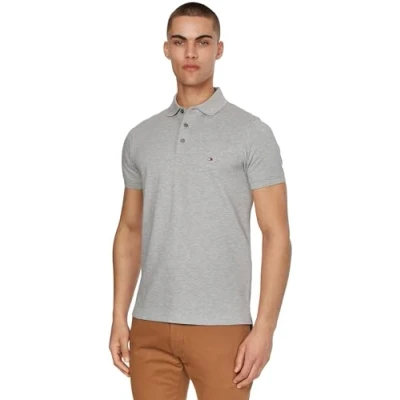 Abbildung von Tommy Hilfiger SLIM Poloshirt, Herren, Größe: Small, Hellgrau