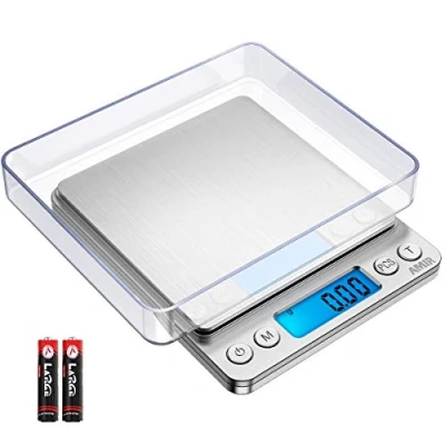 Abbildung von AMIR Feinwaage 0.01g, Digitalwaage 500g/0.01g Taschenwaage, Briefwaage, Grammwaage, Digital mit PCS Funktion, Tara 6 Einheiten Konvertierung, LCD Display, Auto Off