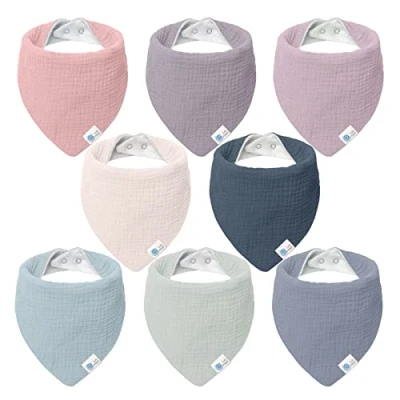 Abbildung von lulumoon Sabberlätzchen Baby Musselin Dreieckstuch für Junge und Mädchen (8 Stück, Traum Einhorn)
