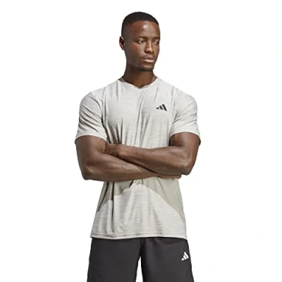 Abbildung von adidas Herren T Shirt (Short Sleeve) Tr Es Stretch T, MGH Solid Grey/White/Black, IC7416, M