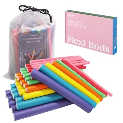 Abbildung von xnicx 47Stück 7&quot; Papilotten Lockenwickler Grosse Locken Ohne Hitze,Flexibel Große über Nacht,Hair Rollers Kleine Haar Nacht,für kurze Mittleres Lange Haare
