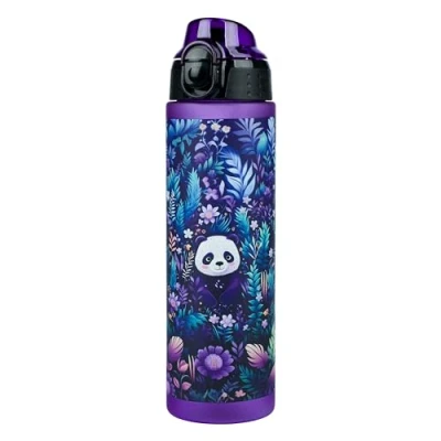 Abbildung von Baagl Kinder Trinkflasche, Auslaufsichere Wasserflasche 700ml, Schule und Sport Flasche für Mädchen, Vielseitige Praktische mit verschließbarem Deckel (Jungle Panda)