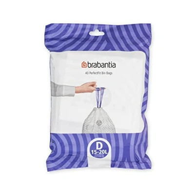 Abbildung von Brabantia Müllbeutel PerfectFit Spenderpackung (Code D 15L / 20L) Extra Starke müllsäcke Mit Zugband (40 Müllbeutel)