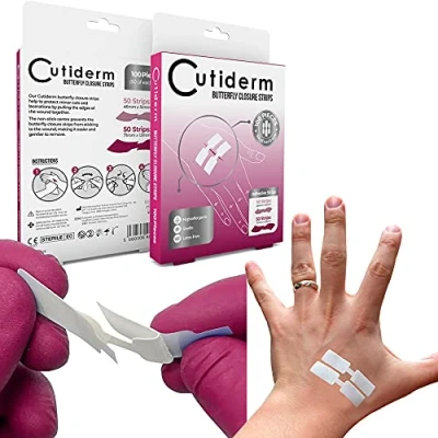 Abbildung von Cutiderm 100er Set Wundnahtstreifen Strips/Klammerpflaster Nahtmaterial Wundverschluss Streifen