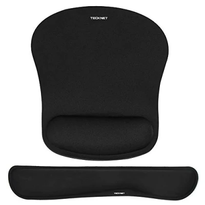Abbildung von TECKNET Mauspad mit Handauflage, Gelkissen Mousepad und Ergonomische Memory Foam Tastatur Handgelenkauflage Set, Wasserdicht Mausunterlage für Computer Laptop, Schwarz